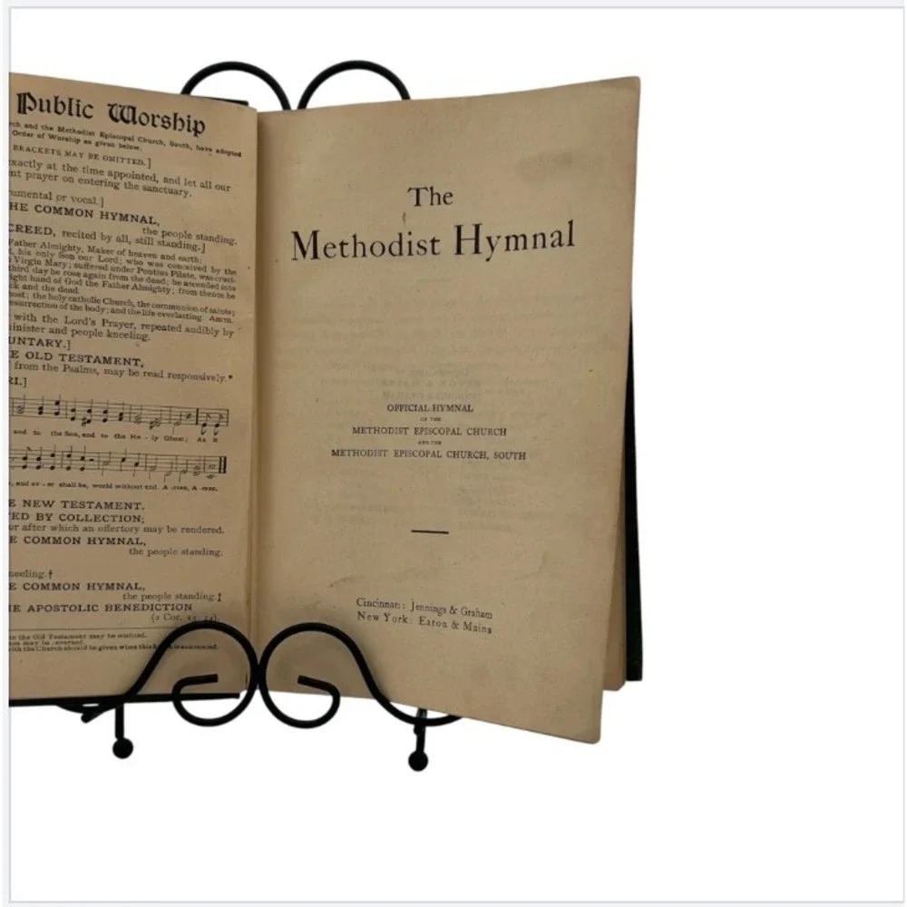 Methodist Hymnal Joint Church Edition‎ Organist Inscribed Antique 1905 Intact